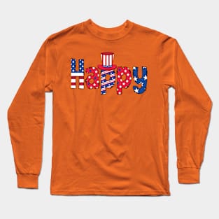 Happy 4th of July cliparts illustration Long Sleeve T-Shirt